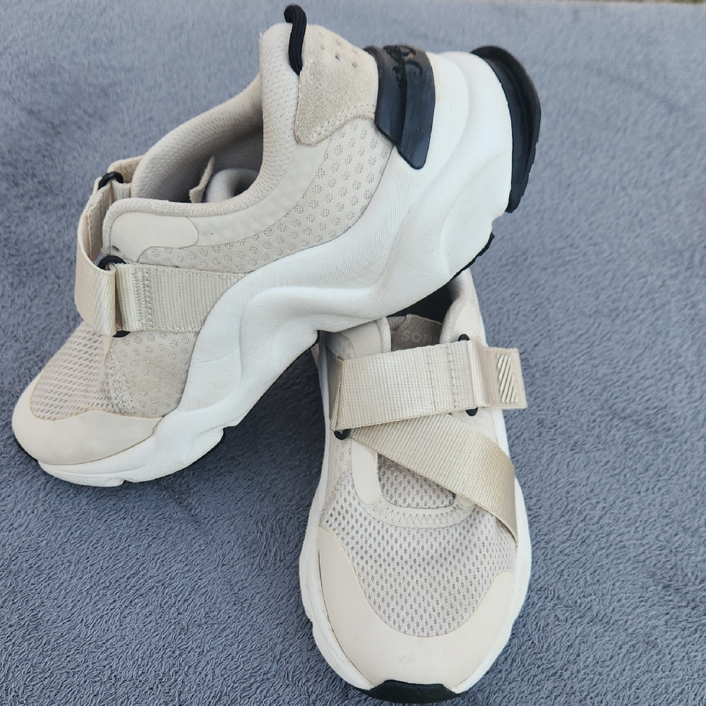 Womens Beige and Black Sneakers